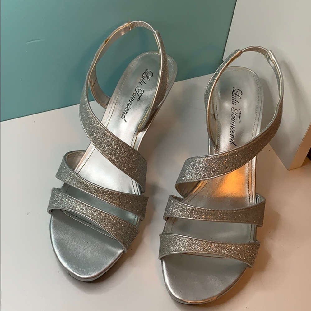 silver sparkly heels